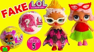 lol surprise dolls fake vs real series 5 glitter and confetti pop