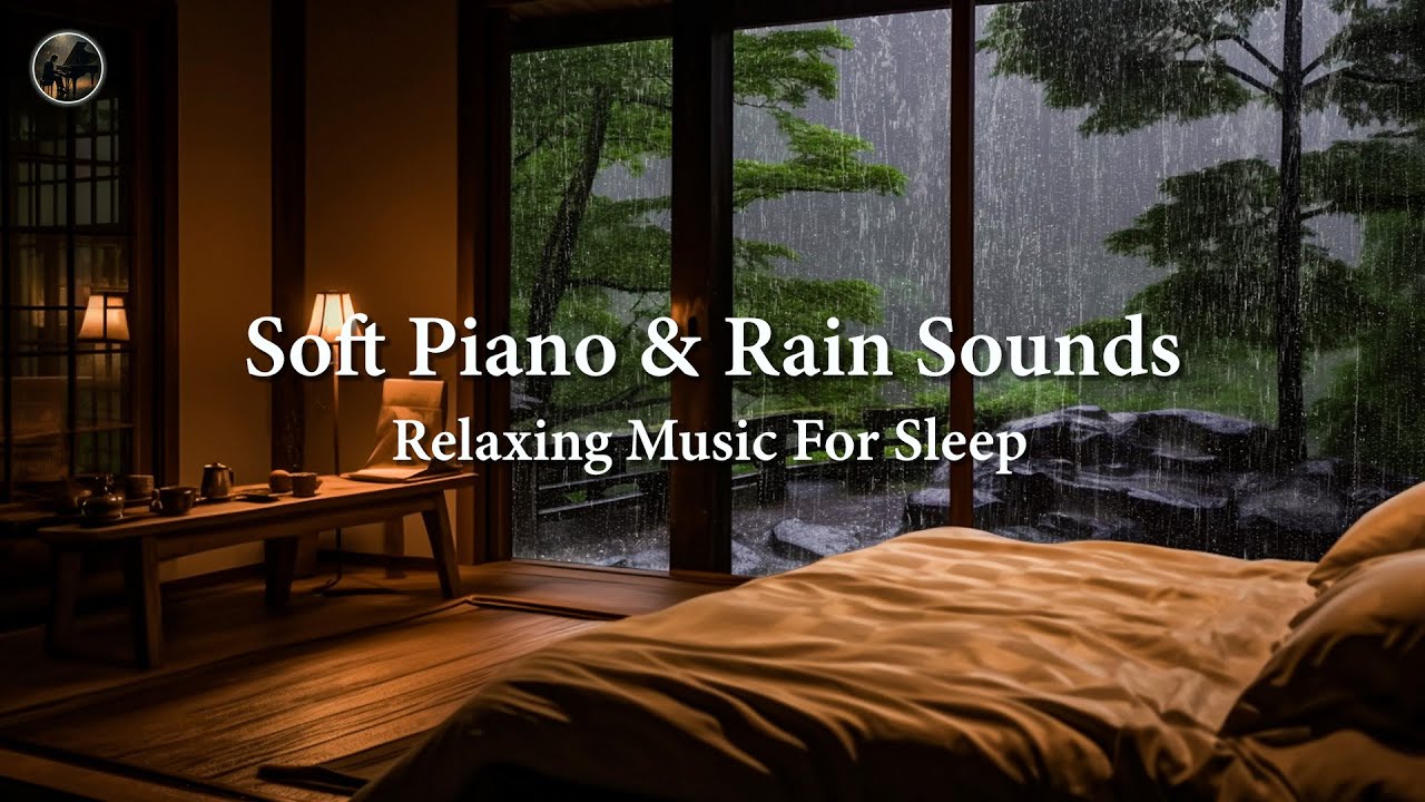 1 Hours Relaxing Sleep Music with Rain Sounds 🎶 Peaceful Music in the Warm Bedroom, Stress Relief