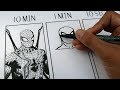 DRAWING SPIDERMAN in 10 MINUTES, 1 MINUTE & 10 SECONDS!