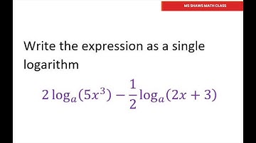 Write Each Logarithmic Expression as a Single Logarithm. 2 log_a(5x^3) -1/2 log_a (2x +3)
