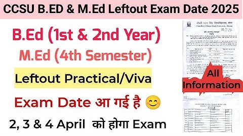 CCSU B.Ed, M.Ed Leftout Practical/Viva Exam Date 2025 | CCSU Leftout Pratical Exam 2025