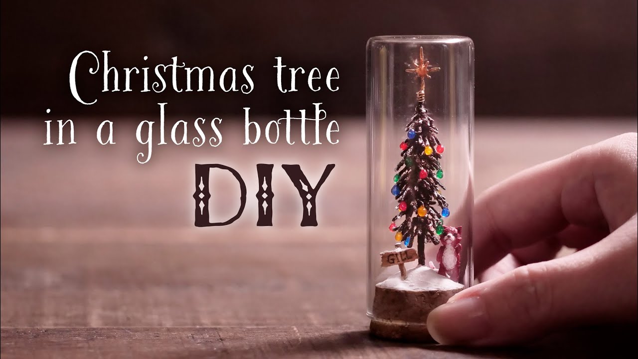 【樹脂粘土】ガラスボトルの中のクリスマスツリー DIY Christmas tree in a glass bottle [clay]