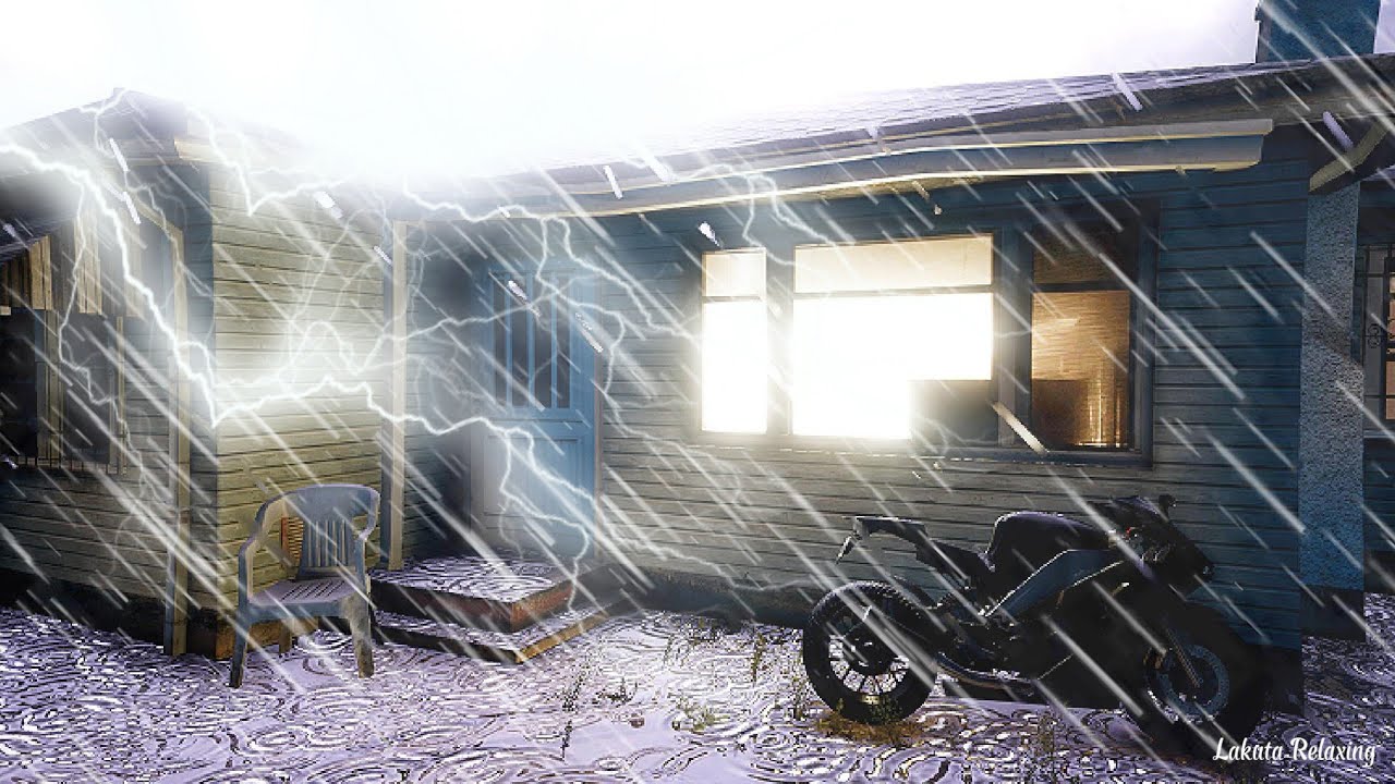 Goodbye strain to fall asleep quickly with heavy rainstorm & seething thunderstorm at stormy night