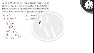 A point \( Q \) lies on the perpendicular bisector of an electrical dipole of dipole moment \( p.