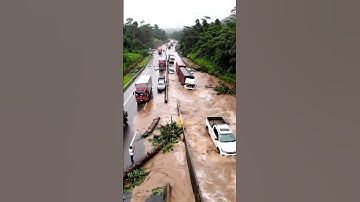Moment the Road Almost Swept Away by Heavy Floods! #viral #shorts