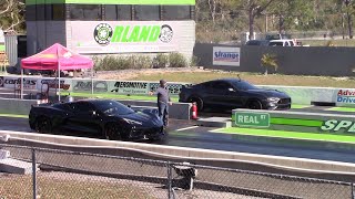 C8 Corvette vs Mustang GT 1\/4 Mile Drag Race