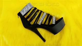 Pleaser Usa Y Kiss 294 Rhinestone Cage 6 Heel Sandal Shoes