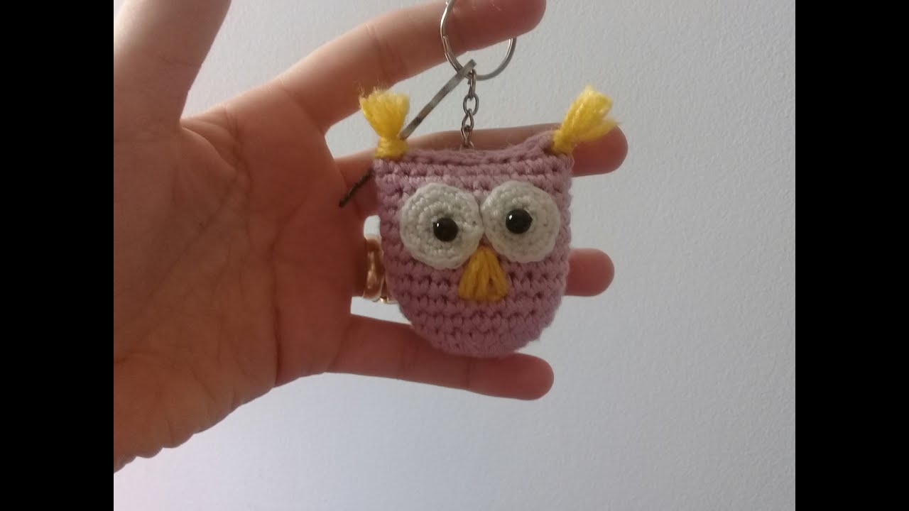 كروشيه ميدالية بومة بطريقة سهلة وبسيطة  Crochet Owl Key Chain Tutorial