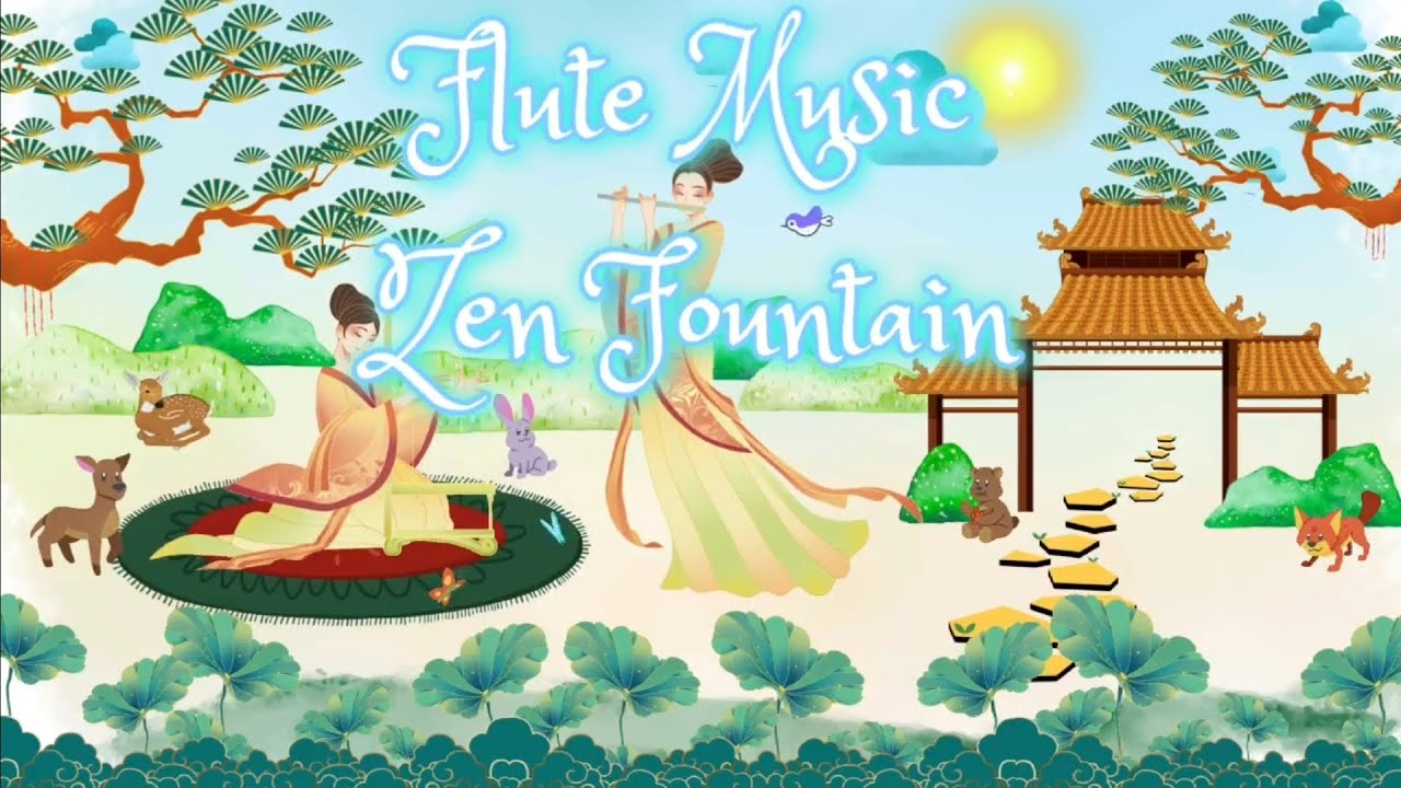 Flute Music & Zen Water Fountain Healing Spiritual Sounds Sleep In