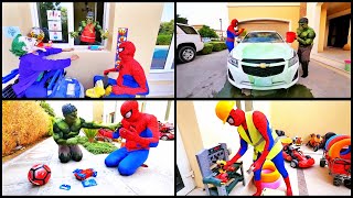 Spiderman with the Incredible Hulk and his Super Heroes in real life lots of fun