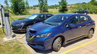 2021 Nissan Leaf EV ride to free Chargepoint charger in Lisbon, Ohio.
