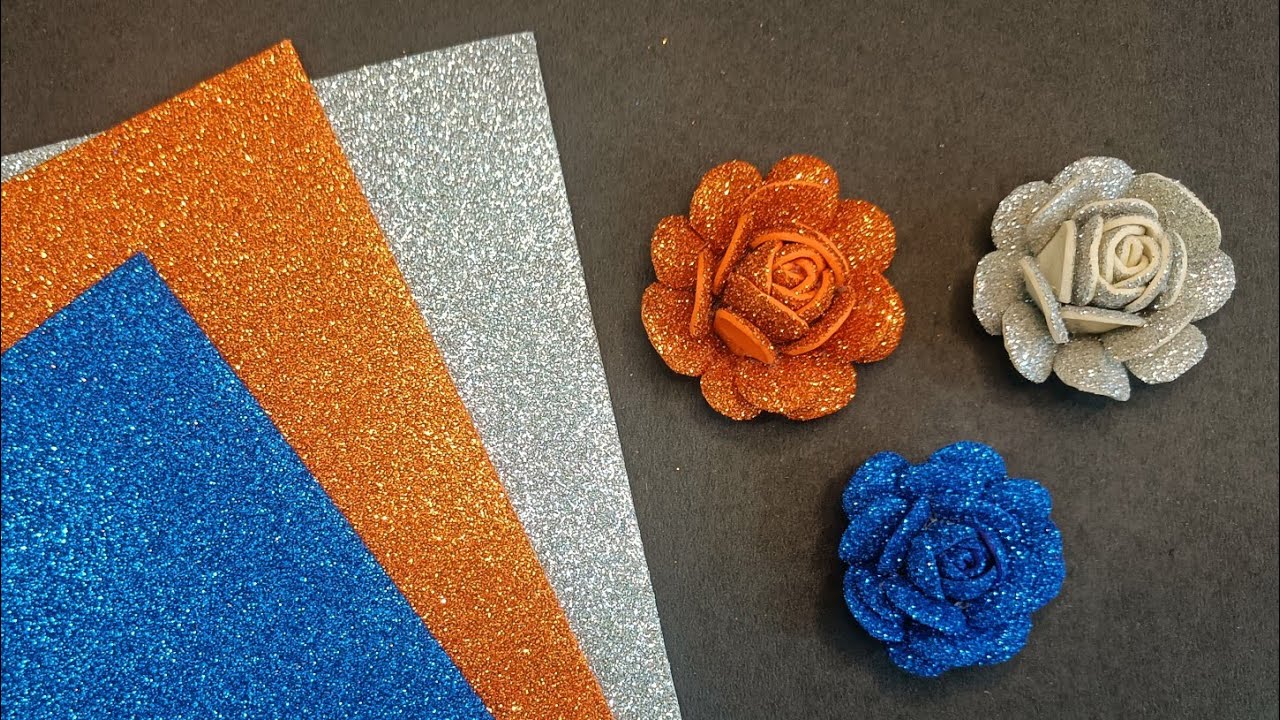 How to make Flowers with glitter foam sheet/Flower Making/Foam sheet
