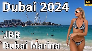 Dubai JBR Beach, Dubai Marina 🇦🇪 Amazing JBR Beach Life, Dubai Marina [ 4K ] Walking Tour