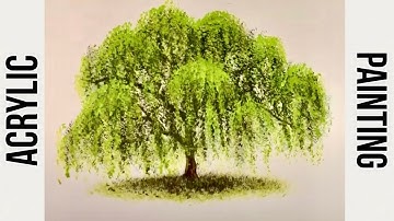 How to paint a tree | EASY | tree paintings | beginner acrylic painting tutorial #painting
