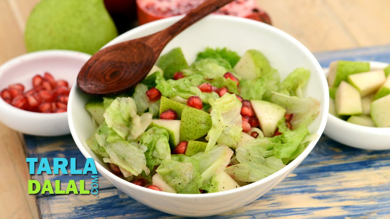 Pear and Pomegranate Salad by Tarla Dalal YouTube