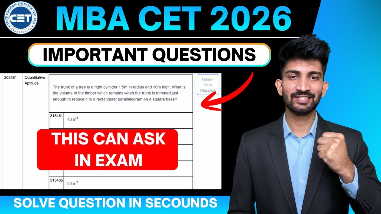 MBA CET Important Question for Exam 2026 | Mba cet Previous Year questions with answers