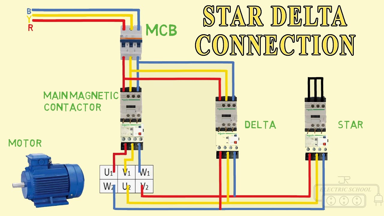 star delta power wiring connection 3 phase motor diagram - YouTube