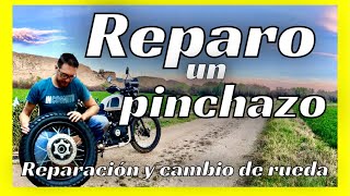 Reparar un pinchazo y Cambiar rueda en una moto. Himalayan