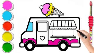 Ice Cream Truck Drawing and Coloring For Kids  || How to Draw Ice Cream Truck