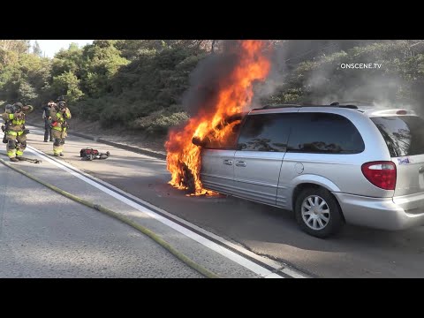 ⁣Old Man's Minivan Catches Fire | San Diego