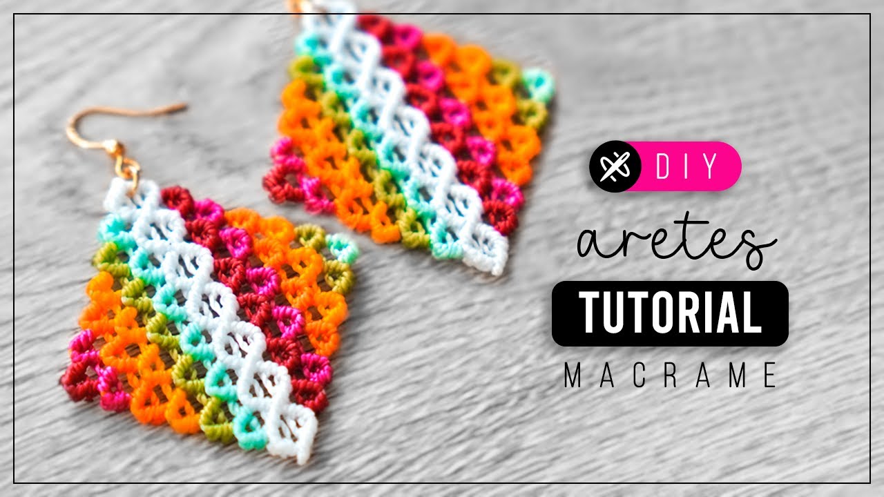 Aretes Red Diamante♦️ Como hacer aretes de hilo | diy tutorial paso a paso ● macrame earrings 343