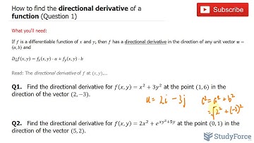 📚 How to find the directional derivative of a function (Question 1)
