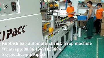 Rubbish bag automatic shrink wrap machine,heat tunnel shrink wrapping machine