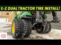 DUAL TIRE INSTALL ON 1025R! WARNINGS & LIQUID BALLAST WEIGHT