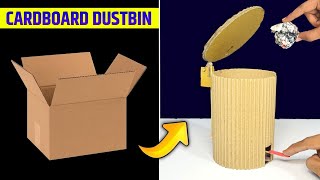 how to make dustbin , Easy homemade cardboard dustbin , best school project , DIY desk organizer