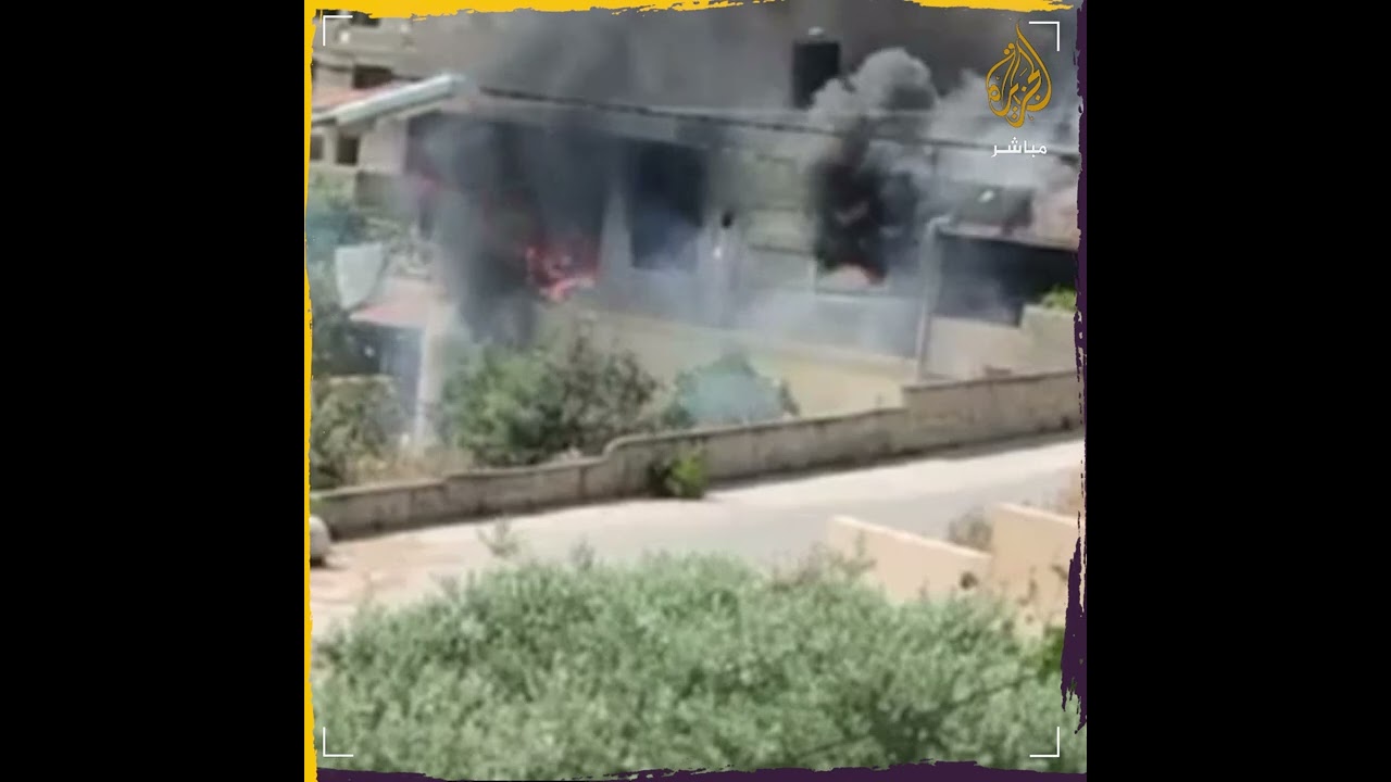 لحظة استهداف منزل واحتراقه بالكامل في جنين