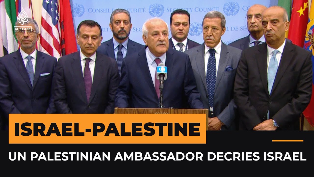 سفير فلسطين لدى الأمم المتحدة يدين إسرائيل بسبب الهجوم على مستشفى غزة | قناة الجزيرة الإخبارية