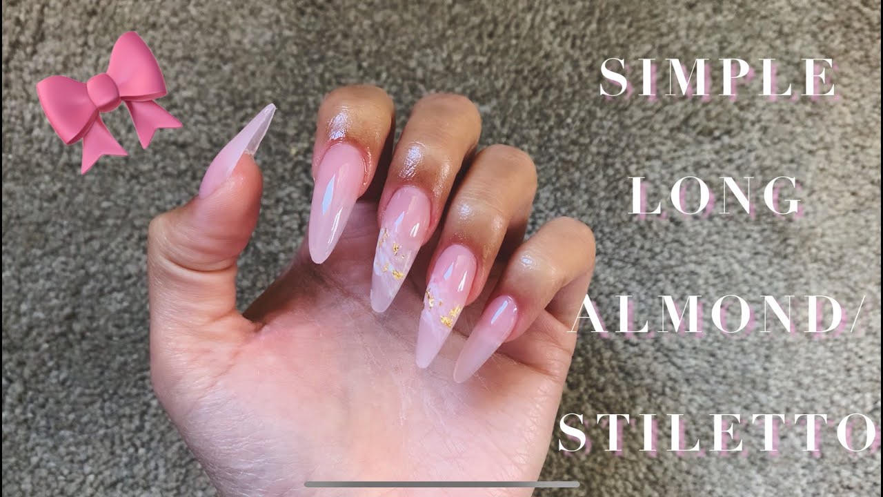 InDepth Simple Long Stiletto/Almond Nails Polygel Nails YouTube