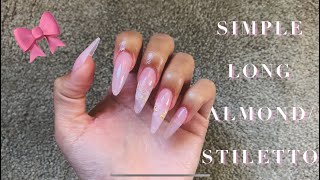 In-Depth Simple Long Stiletto/Almond Nails | Polygel Nails