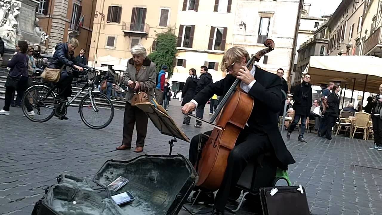 Classical Music Street Performer in front of the Pantheon in Rome