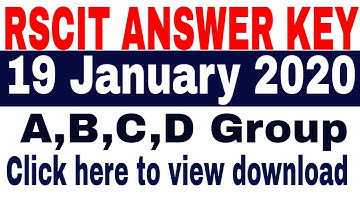 Rscit exam answer key 19 January 2020 | live class  Rscit Today answer key | Rscit Answer 19 Jan 202