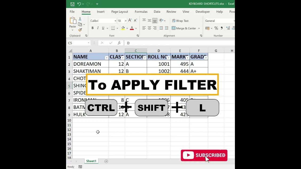 25 Excel Shortcuts Apply Filter Part 2 Best Excel Shortcut keys