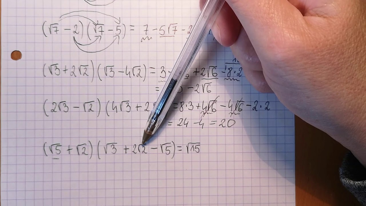 Mnożenie sum algebraicznych z pierwiastkami