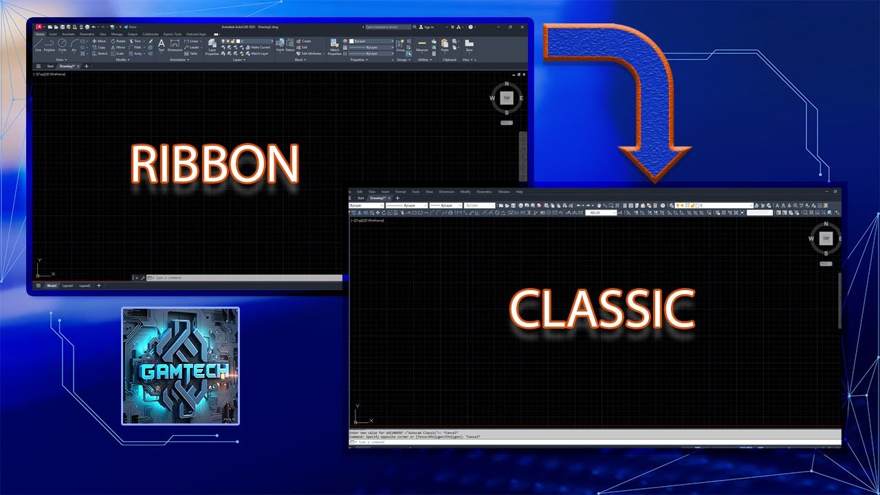 Cara mudah merubah tampilan Ribbon Autocad 2025 menjadi Classic. - YouTube
