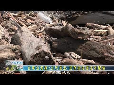 20210928  台東沿海掀2公尺長浪 民眾撿拾漂流木驚險