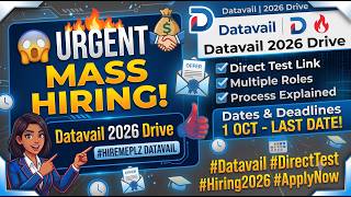Urgent Datavail Mass Hiring | Direct Test Hiring 2026 - 1oct Last Date | 2026/2027/2025 Batch Hiring screenshot 1