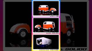 1950 Volkswagen Kool Kombi Van with Trailer Orange and White 1/18 Diecast Model Car by Solido 4K