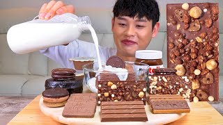 SUB 초코초코파티 밀카초콜릿 트윅스초콜릿 킨더카드초콜릿 대왕몽쉘 먹방!! Chocolate Party Choco Crepe Choco Bar Choco Snack MuKBang!