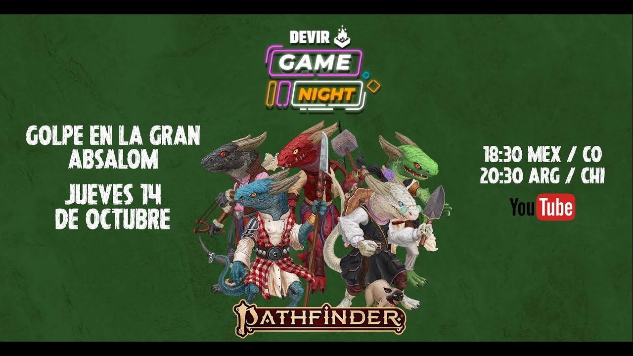 ROL en Devir Game Night! PATHFINDER 2E Aventura Kobold YouTube