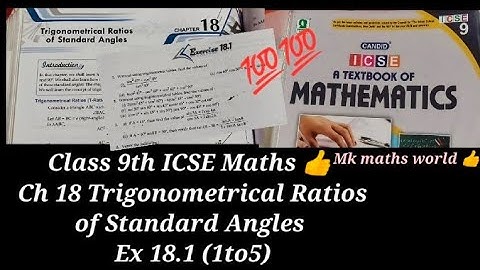 Class 9th ICSE Maths Ch 18 Trigonometrical Ratios of Standard Angles 👍Ex 18.1(1to5)💯👍easy explained