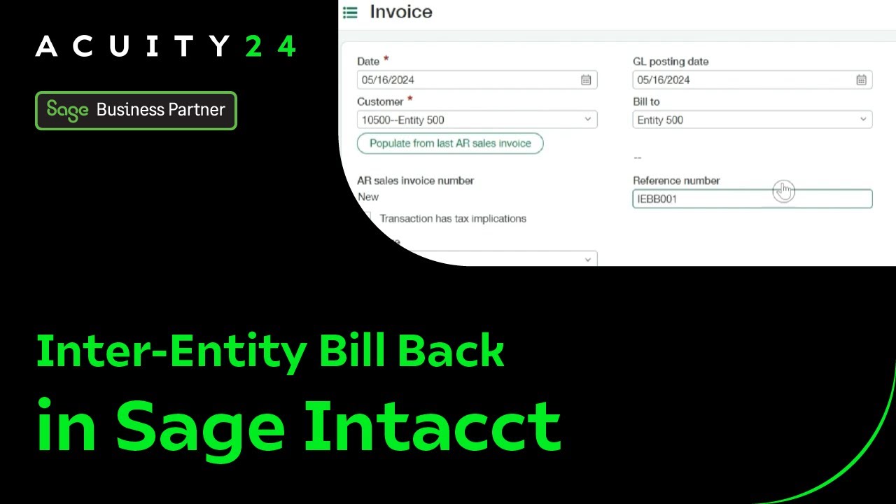 Inter-Entity Bill Back in Sage Intacct