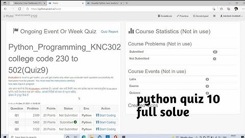 #aktuquiz10aktu python quiz weak 10 full solve quiz10