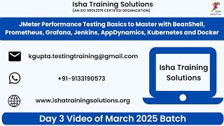 JMeter Performance Testing Basics to Master Day3 on 7th March.Contact us on +91-9133190573 to enroll