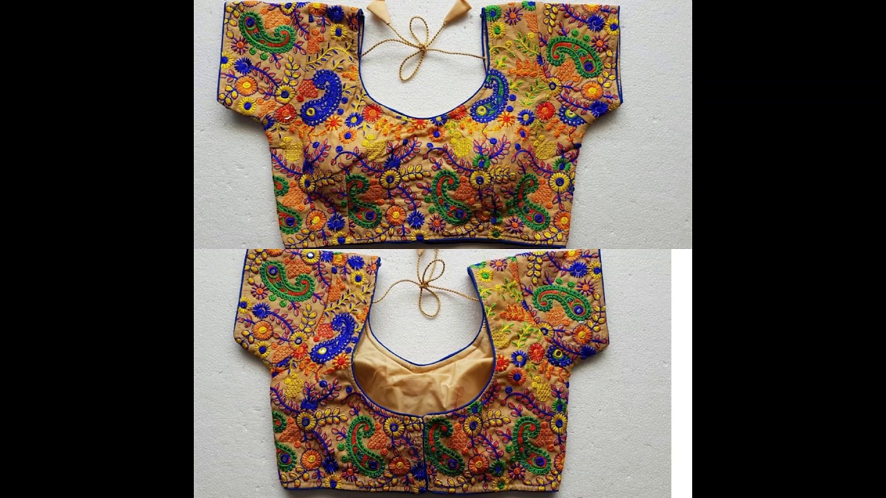 Gamthi Foil Mirror & Kachhi Work Heavy Silk Readymade Blouse