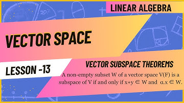 A non-empty subset W of a vector space V(F) is a subspace of V if and only if x+y ∈ W and α.x ∈ W.