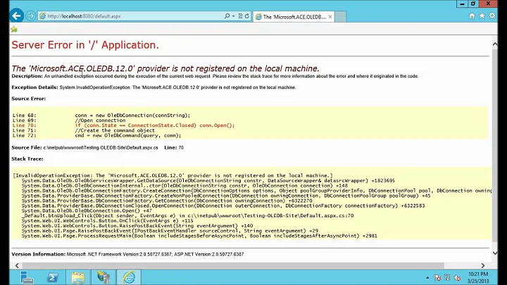 The Microsoft.Jet.OLEDB.4.0 provider is not registered on the local machine IIS8 or IIS7